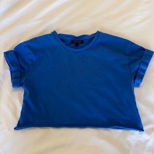 Top Shop Blue Crop Top Tee T-Shirt Size 4